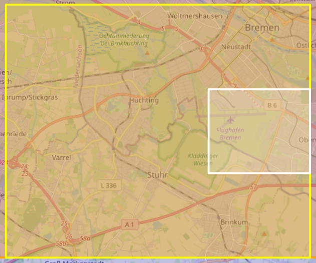 Visualisierung des Planquadrats für den Flughafen Bremen nach dem 30. April 1943